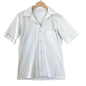 Vintage 60s 70s Sears Shirt Mesh Polyester Madmen Atomic MCM Nik Vtg Mens S